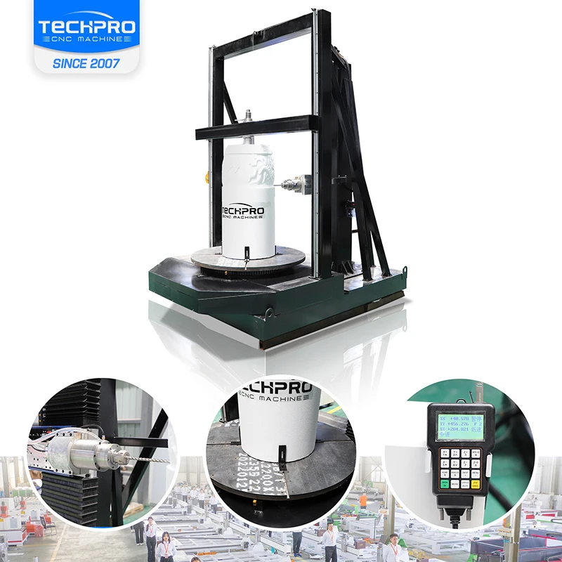 Top Selling CNC Stone Vertical Carving Cutting Engraving Machine for Marble Granite Columns Bulk Production 3D Sculptures