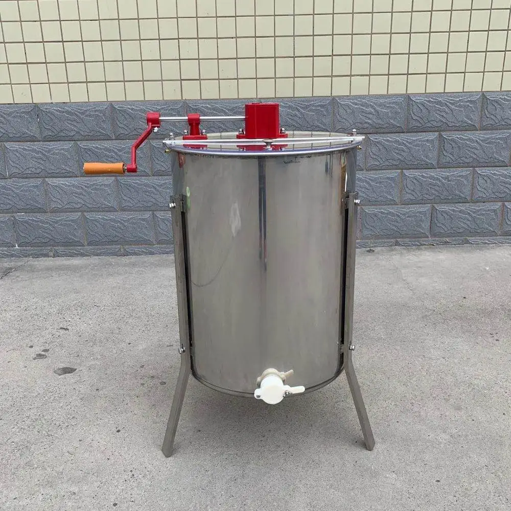 
4 Frames Honey Extractor Machine Made of Stainless Bee Honey Centrifuge Machine Manual Type Beeswax Honey Extractor 