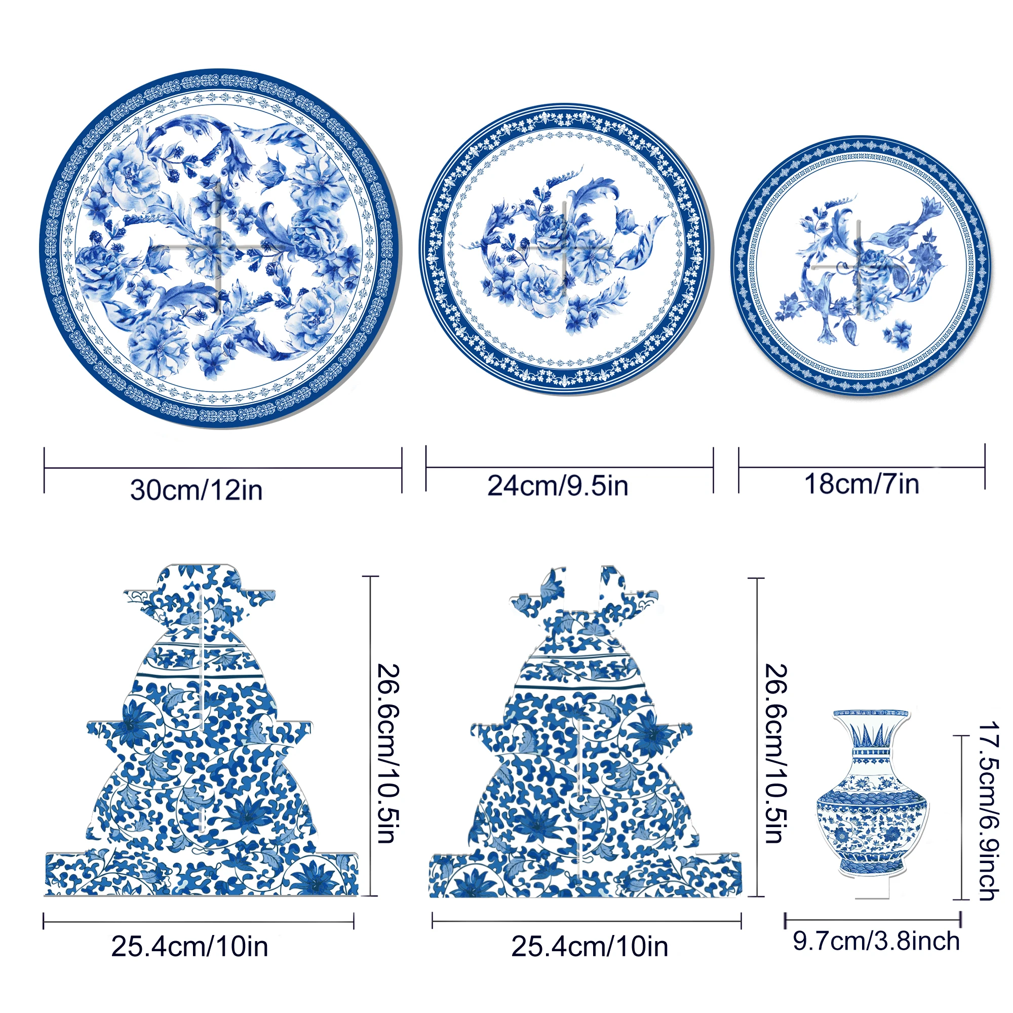 Huancai в китайском стиле Вечерние подставка для свадебного торта 3 уровня кекс стенд держатель синий и белый фарфор украшения вечеринок детей подарок на день рождения