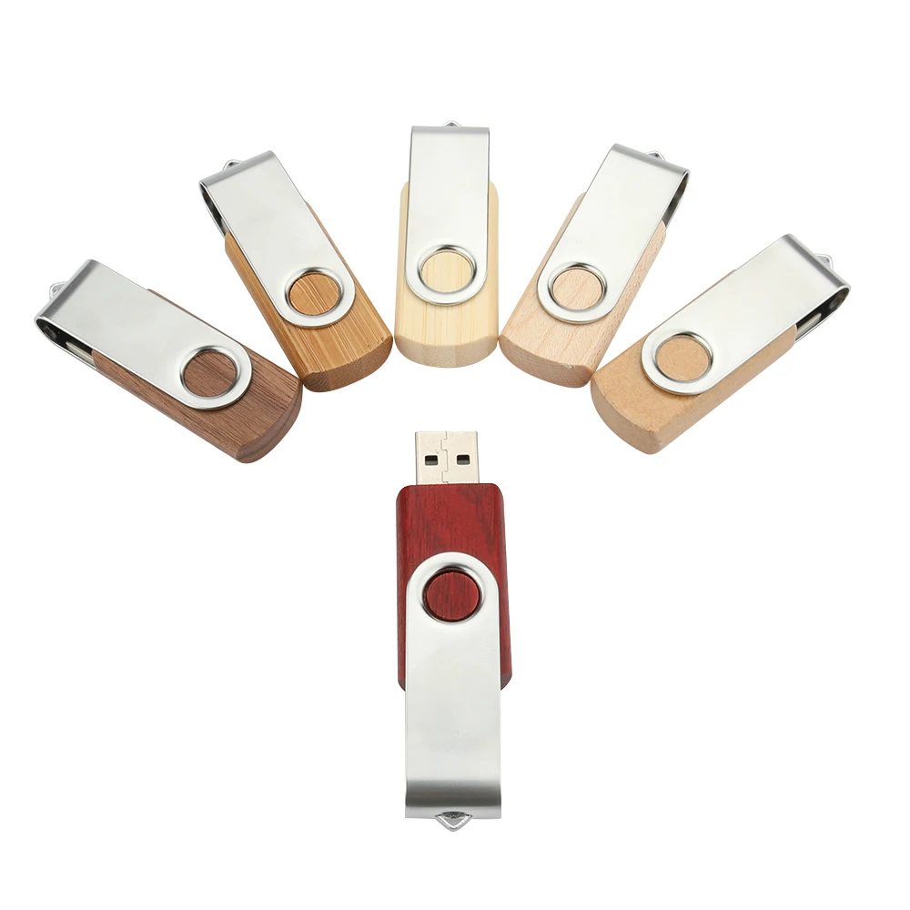 Promotional Custom Wedding Gifts USB 2.0 Wooden Swivel USB Flash Drive Laser Printing LOGO flash disk