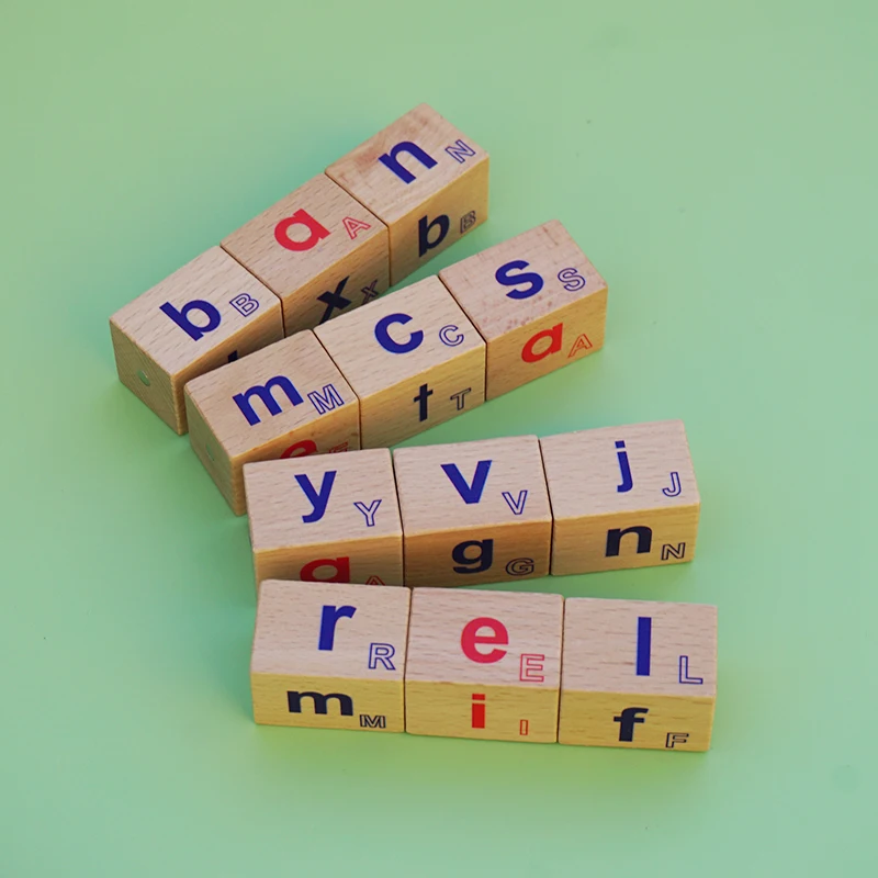 12pcs Wooden letters spelling words toy educational Magnetic connecting blocks spelling alphabet blocks toy for kids