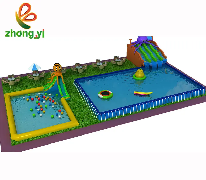  Customized inflatable floating slide water park swimming