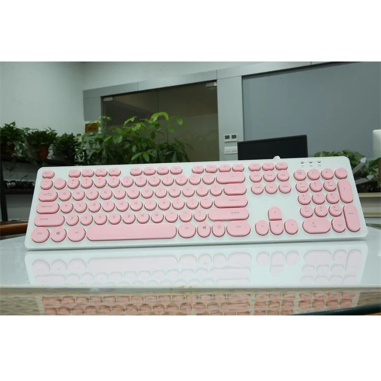 The New Fashion Ultra-Thin Round Keycap Standard Office Wired Keyboard