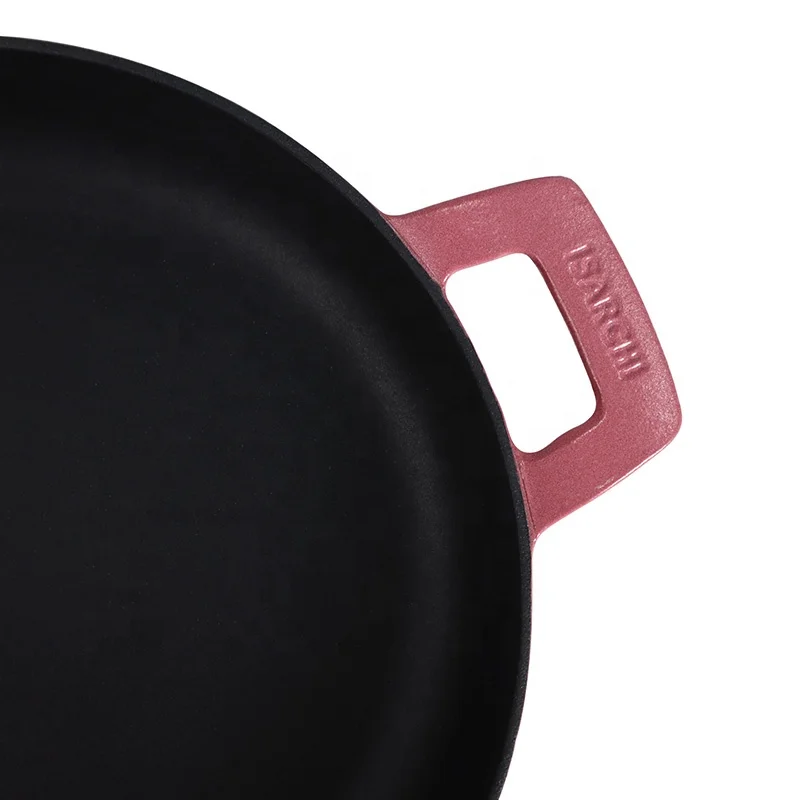Magenta Durable Cast Iron Server Pan Enameled Cast Iron Deep Fry Pan