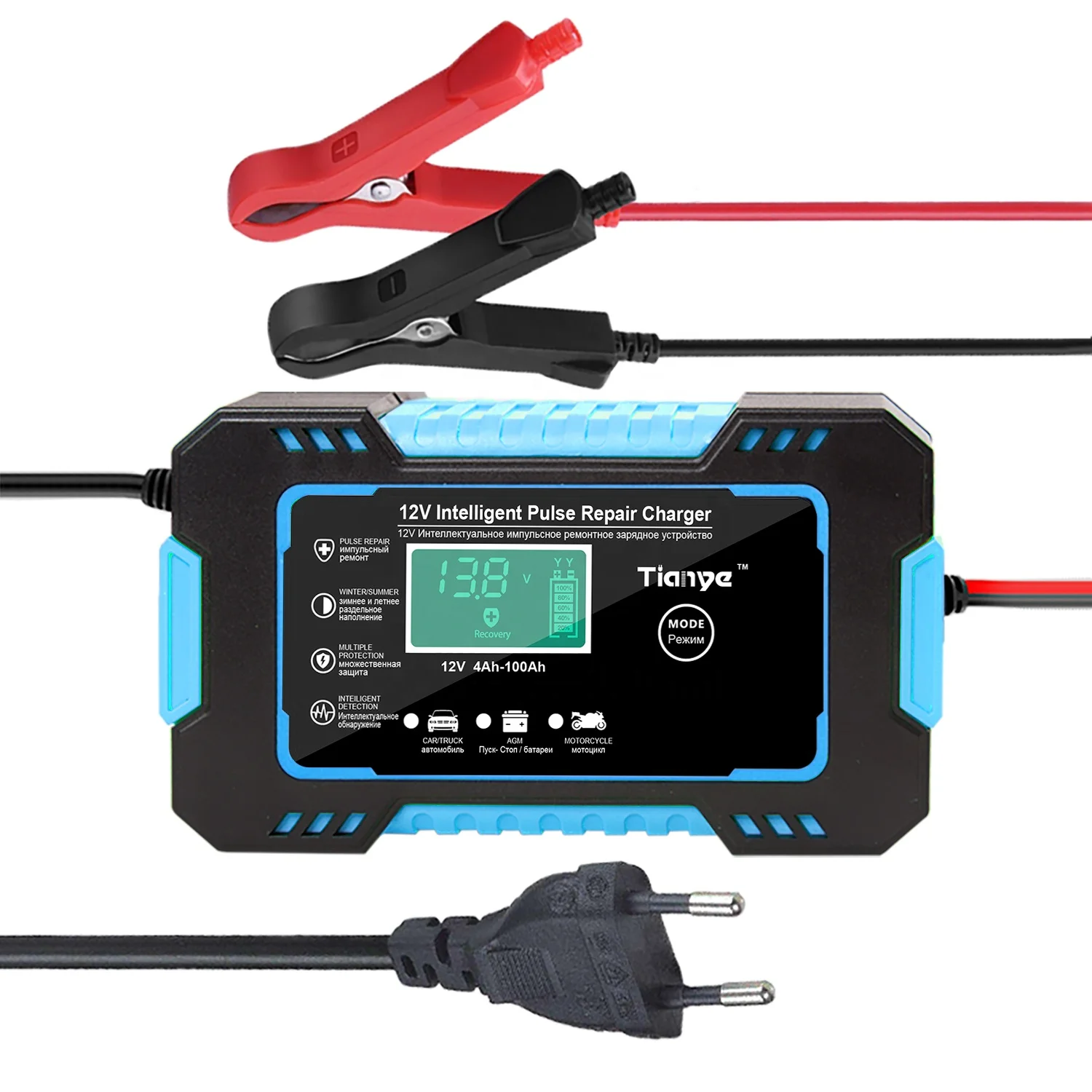 
AUTO Plus Adjust LCD Battery Charger 12V Car Booster 6A 