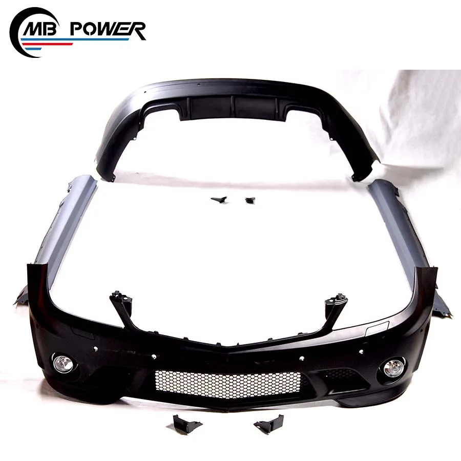 C CLASS W204 sedan to C63 style body kit 07-10 year full set with front bumper rear bumper side skirt exhaust tips W204 car kits