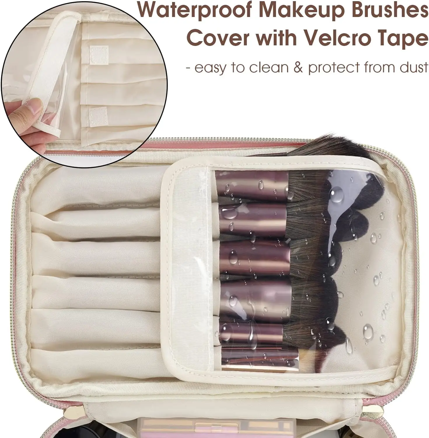 Custom Logo Makeup Bag Travel Make Up Organizer Cosmetic Brush Bags Case In Eco Vegan Leather For Women