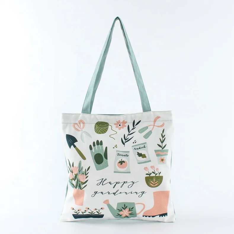 Eco- friendly reusable Color printing canvas cotton shopping tote bag for women canvas