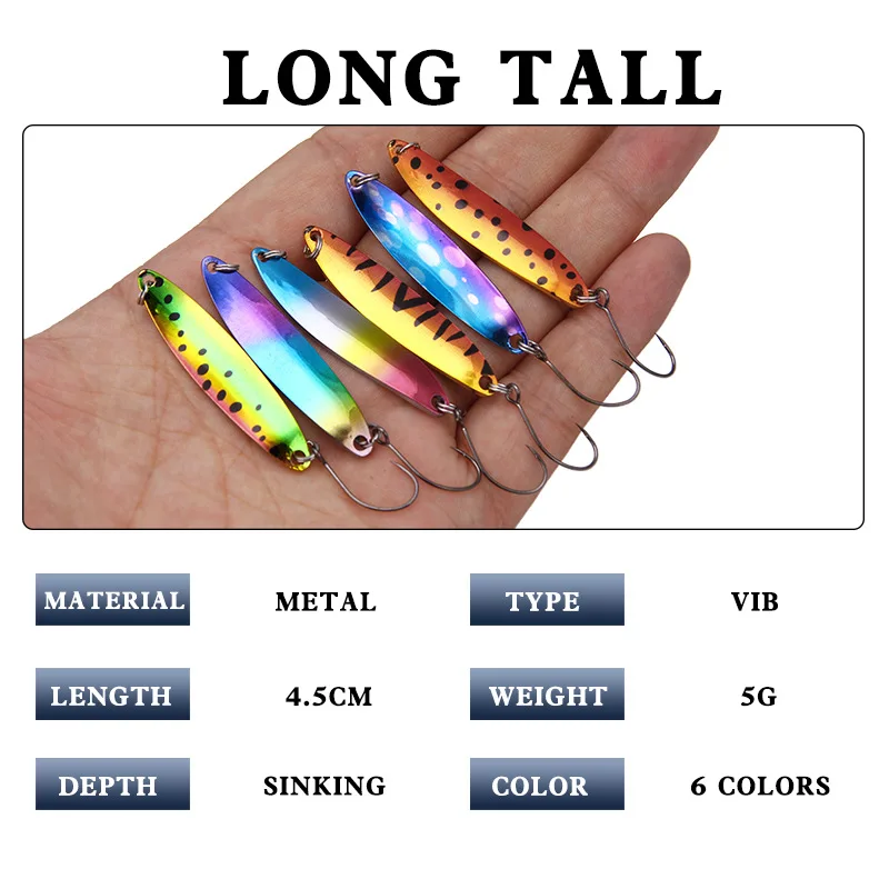 Newbility 4.5cm 5g Colorful Metal Willow Leaf Bait Copper artificial metal Spoon Fishing Lure with single hook pesca