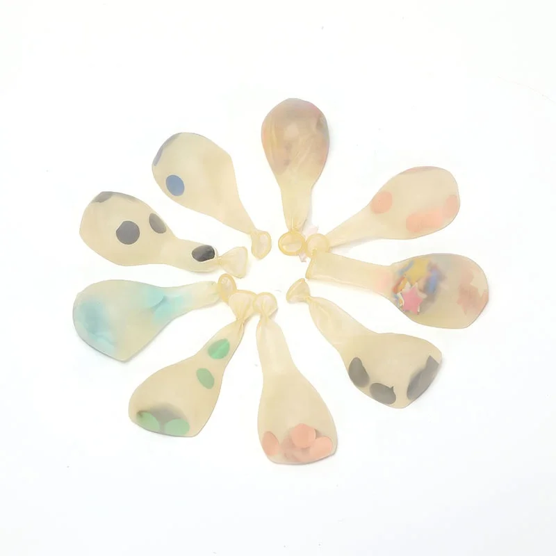 12inch 2.8g MS-TM-12 Transparent Mix Color Round Confetti  Balloons 100pcs per bag For Wholesales Party Birthday Decoration Etc.