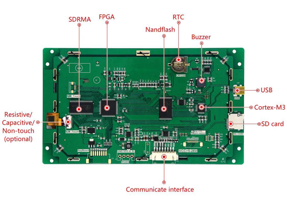 DACAI  7' TFT  UART LCD Module  DC80480B070_05CF_RTC  Industrial serial screen for industrial display PLC