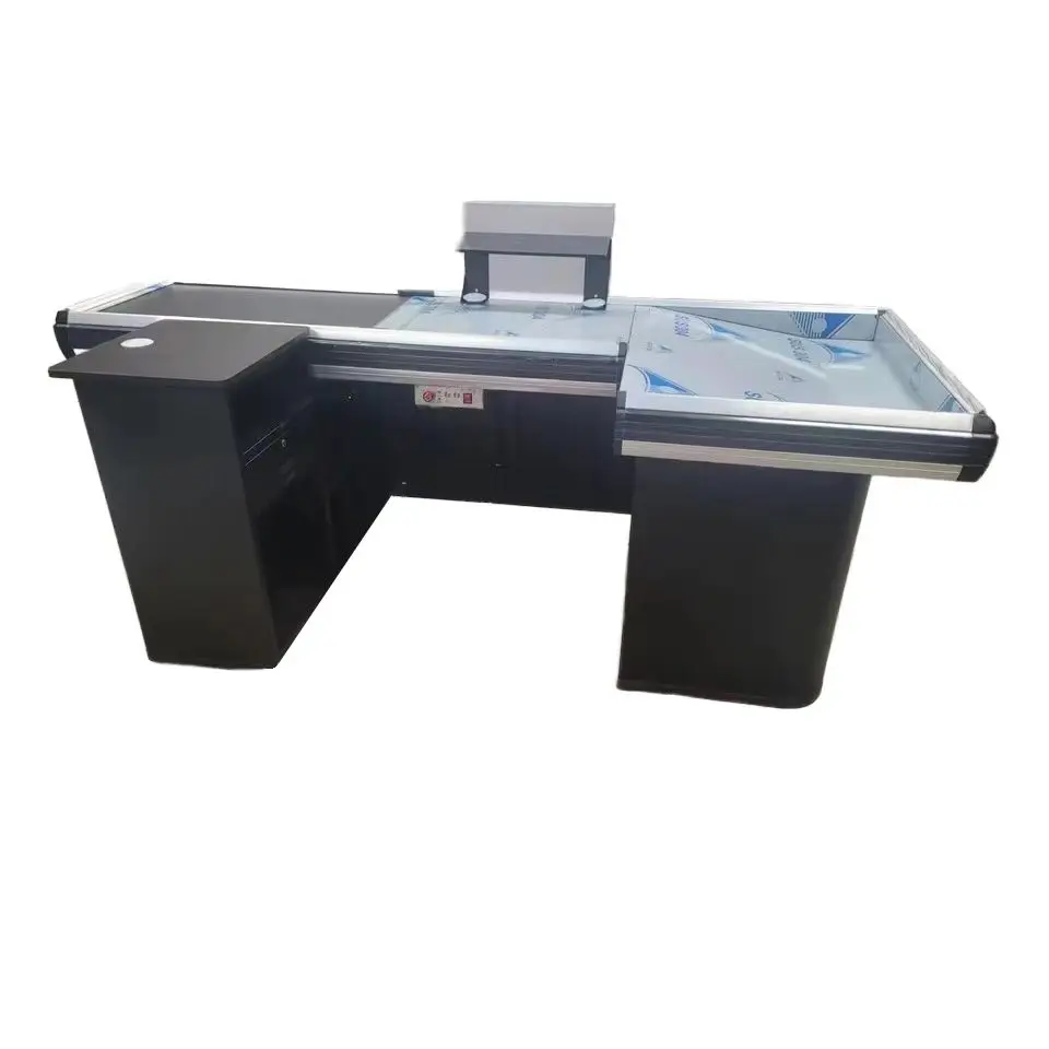 Hot Sale Convenience Store Checkout Counter with Electric Conveyor Belt for Retail Shop Equipment and Supermarkets