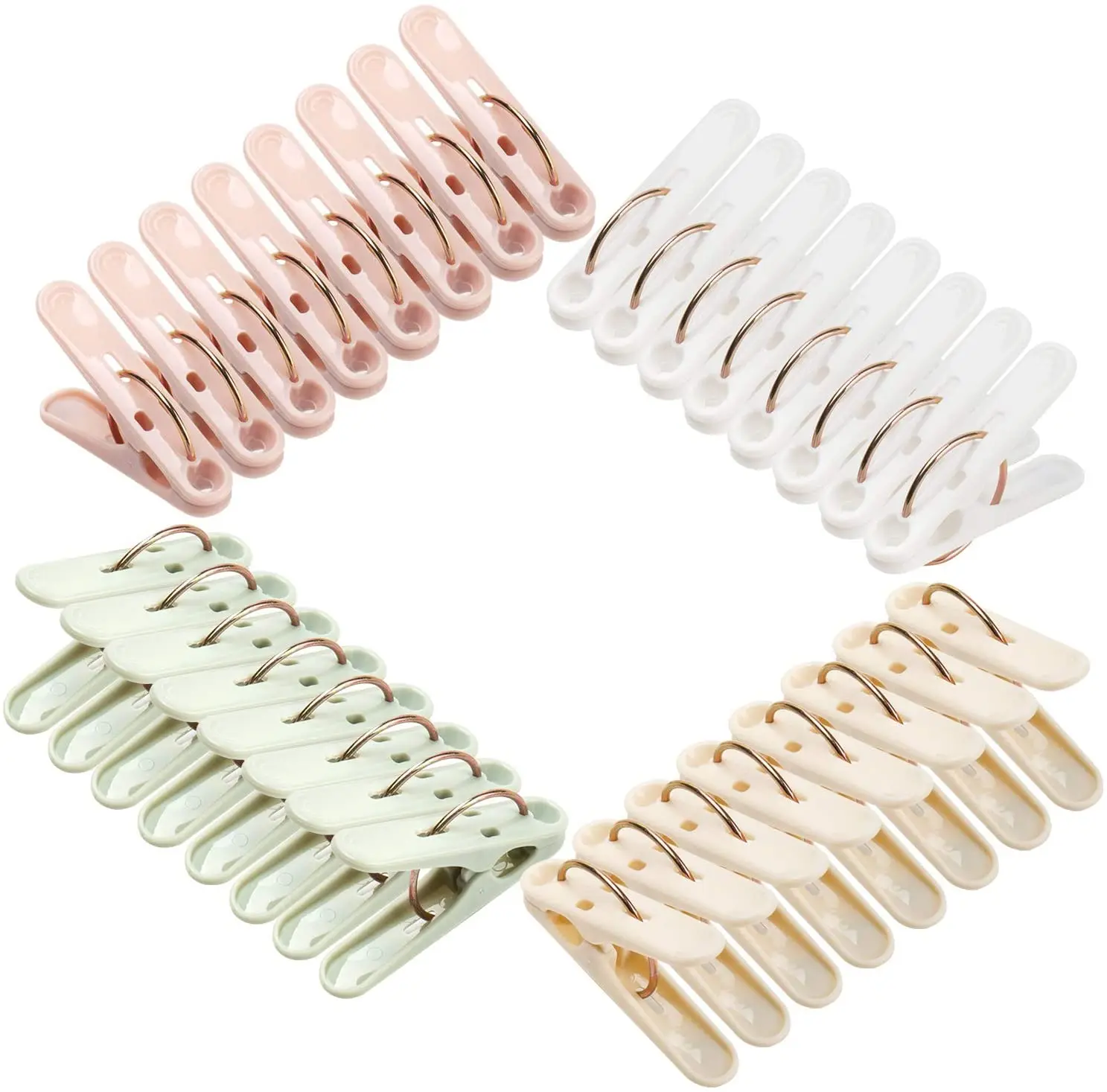 20 Pack Plastic Laundry Clips Springs Drying Line Pegs Kitchen Outdoor Trip Air-Drying Hanging Clothespins Metal Orange