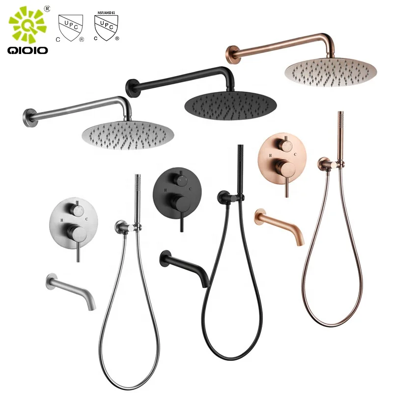 Chromed 3 Functions in wall 304 Stainless Steel bathroom shower faucet health faucet set