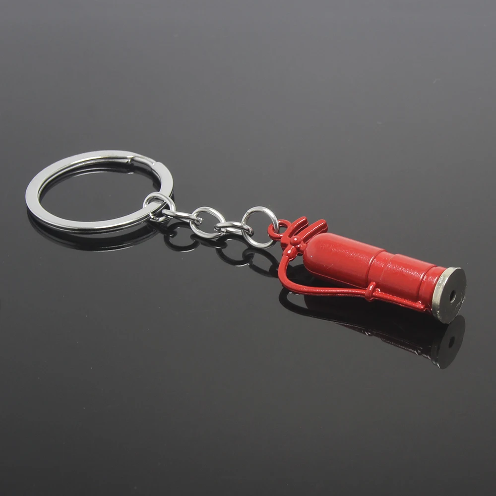 3D Mini Red Firefighters Key Chain Fire Gifts Keyring Safe Key Ring Holder Wholesale Metal Safelty Fire Extinguisher Keychain