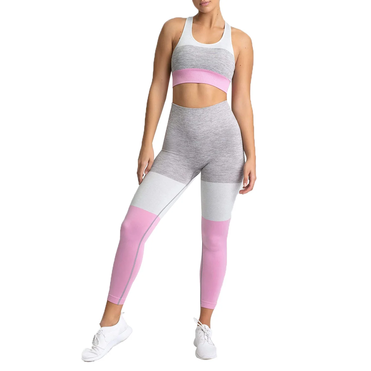 Women Seamless Ombre Bodybuilding Workout Gym Fitness Leggings and Tops Yoga Set Wholesal 2021