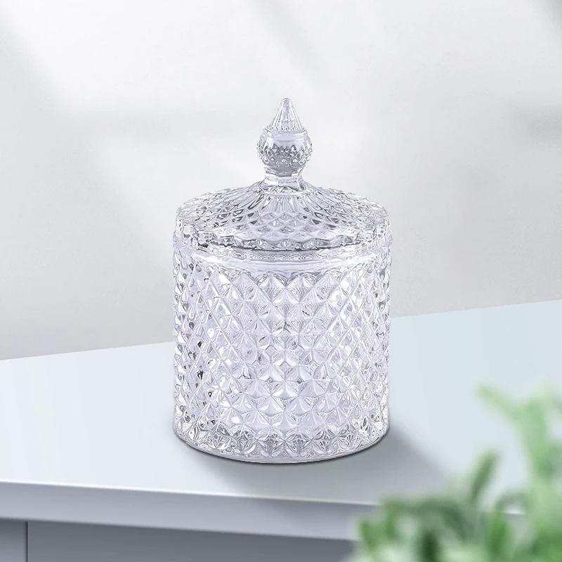 Nordic Style Candle Jar Storage Jar Home Decoration Transparent FJ99860 with Lid Decorative Glass Bedroom Customized Logo Party