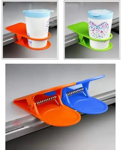 Home Office Desk Table Bottle Mug Drink Cup Holder Clip On Drinklip Clamp