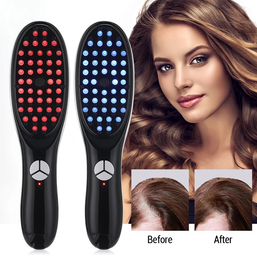 Red Blue Light Therapy Vibration Scalp Massage Brush Negative Ion Spray Hair Growth Massager Electric Massage Comb
