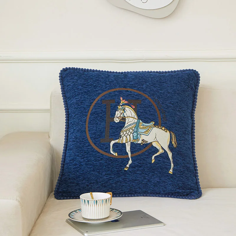 Libosa Chenille jacquard light luxury and simplicity modern pillow cover sofa cushion cover white horse bedside cushion cushion