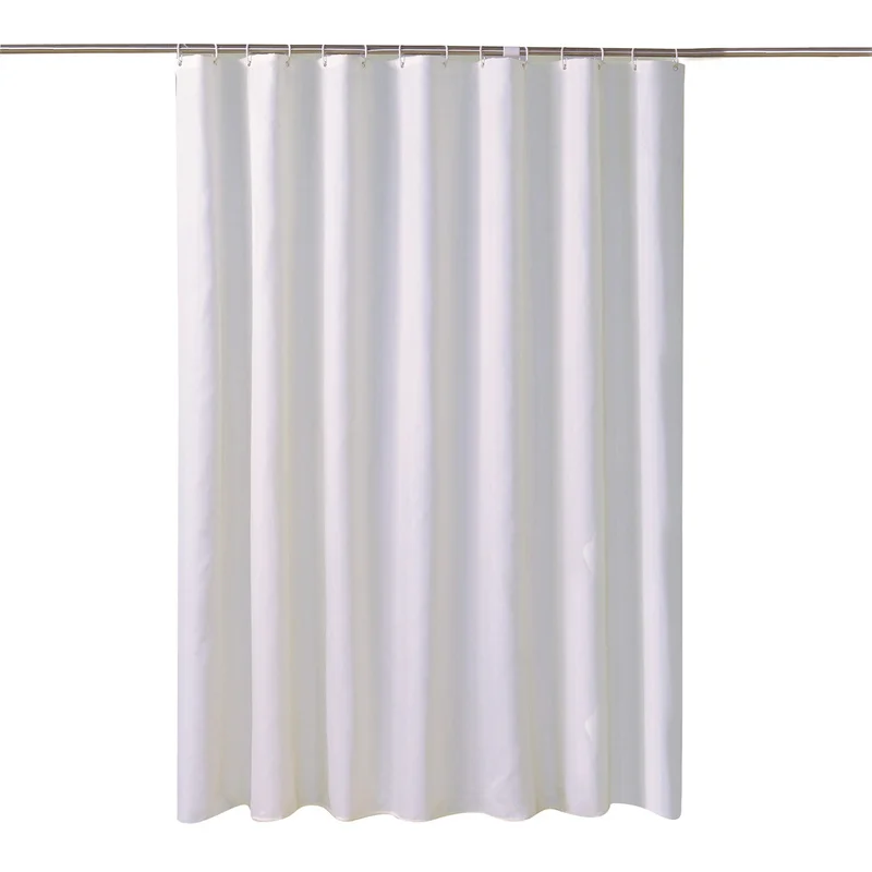 Custom Waterproof Mildew Proof Plain White Washable Shower Curtain For Bathroom