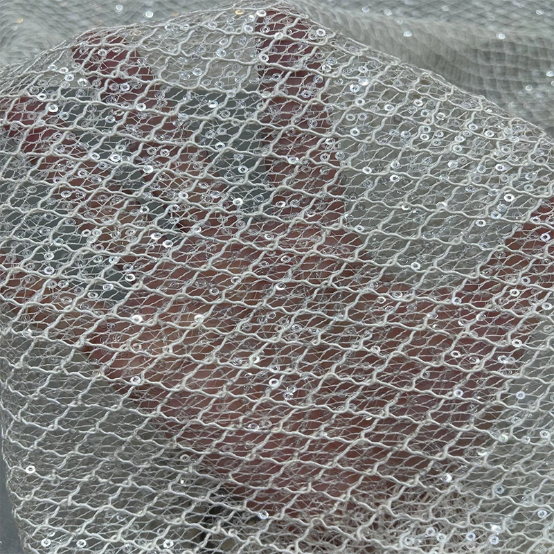 2022 Latest Nigerian Lace Style Tulle Fashion Handmade Bead Stone Lace Embroidery Fabrics