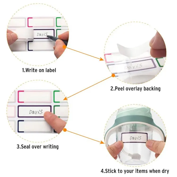 Waterproof Baby Self Laminating Bottle Labels for Daycare Supplies, School Name Labels Stickers for Kids,Name Tags for  Bottle