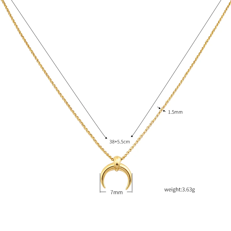 
Minimalist Crescent Moon gold plated Pandent Necklace stainless steel adjustable chain Necklace for Girls 