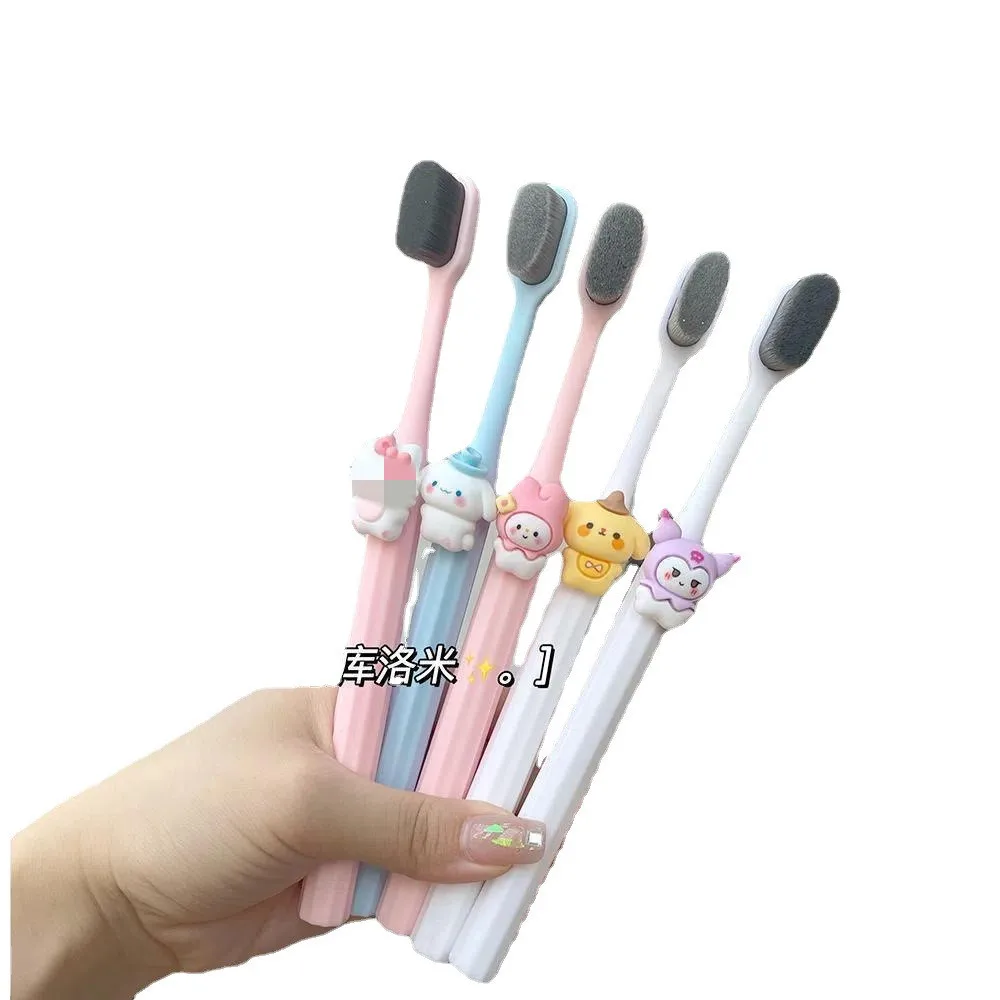 Kawaii Sanrioed Toothbrush Mymelody Kuromi Cartoon Student Adult Household Fine Hair Toothbrush Cleaning Tooth