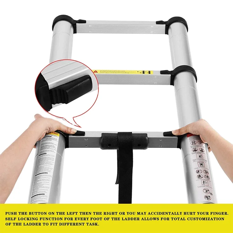 3.8m Retractable Folding Step Telescopic Aluminium Ladder