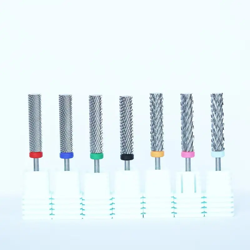 Super Long 24mm Silver 5 in 1 Nail Drill Bits Two-Way Cross Manicure Carbide Burr Electric Grinding Accessories