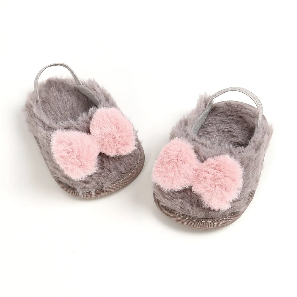 Cute Newborn Fancy Fur Infant Little Kids Latest Design Girls Baby slippers