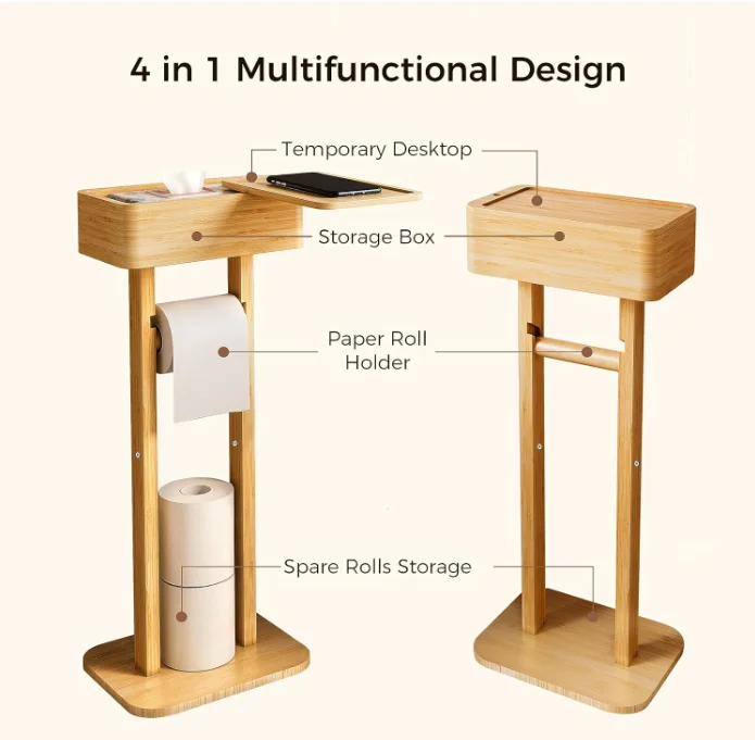 bathroom paper holder storage organizer rack Bamboo Wood Shower Caddy Bathroom Corner Shelf