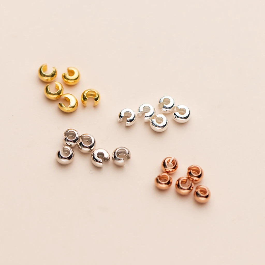 GLORY PACE Wholesale 925 Sterling Silver Crimp Beads Cover in Different Size for Jewelry Bracelet and Necklace Making