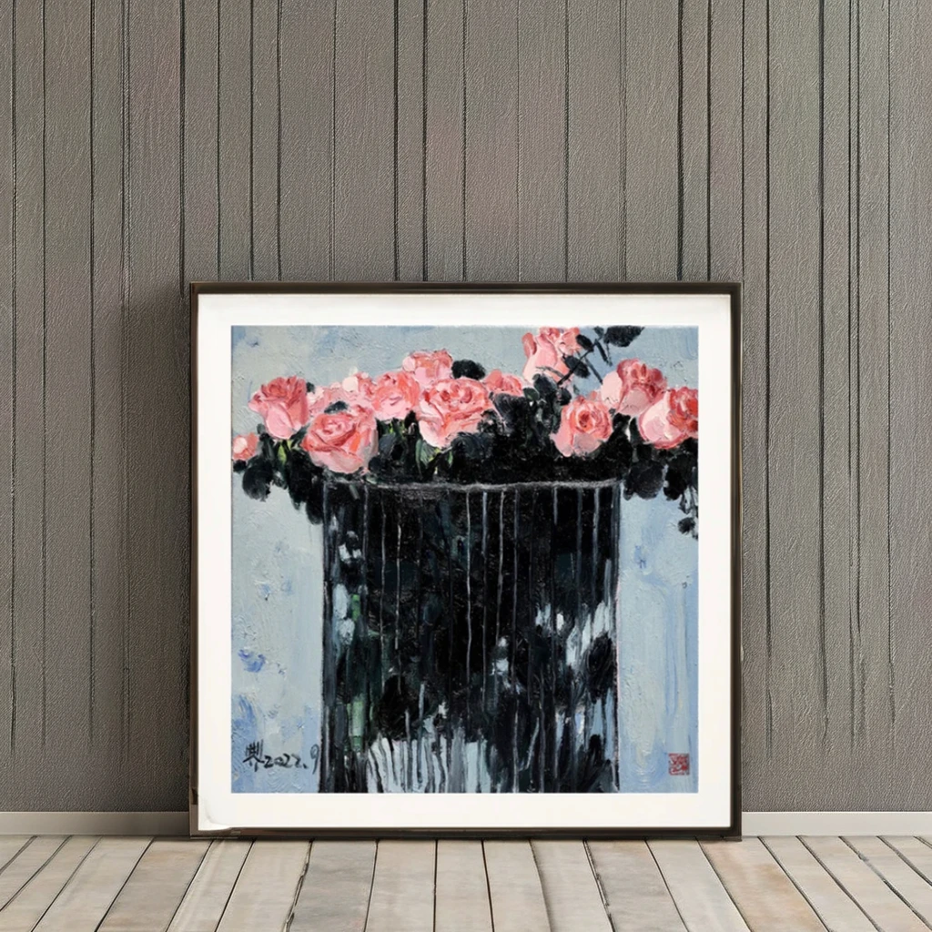Bigimage Chinese Artist limited edition rose plant Landscape Hanging Painting Living Room Restaurant Bedroom Unique home decor