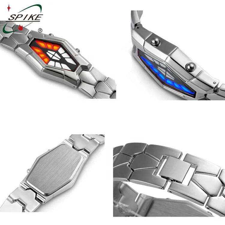 Metal lava iron samurai watch led display