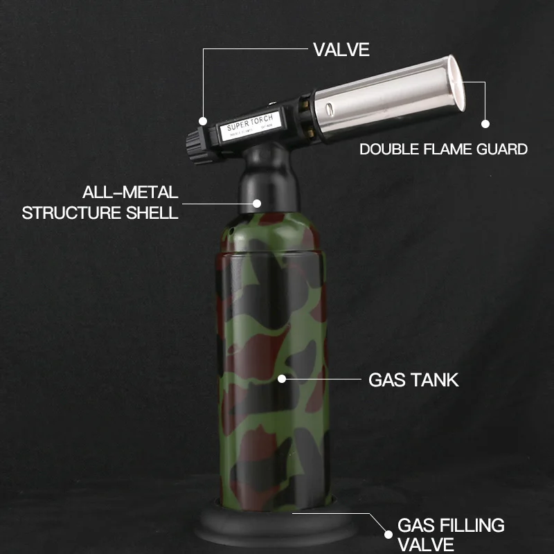 Gf926 Portable Gas Cigarette Kitchen Double Fire Piezo Jet Flame Butane Torch Gun Lighter For Outdoor