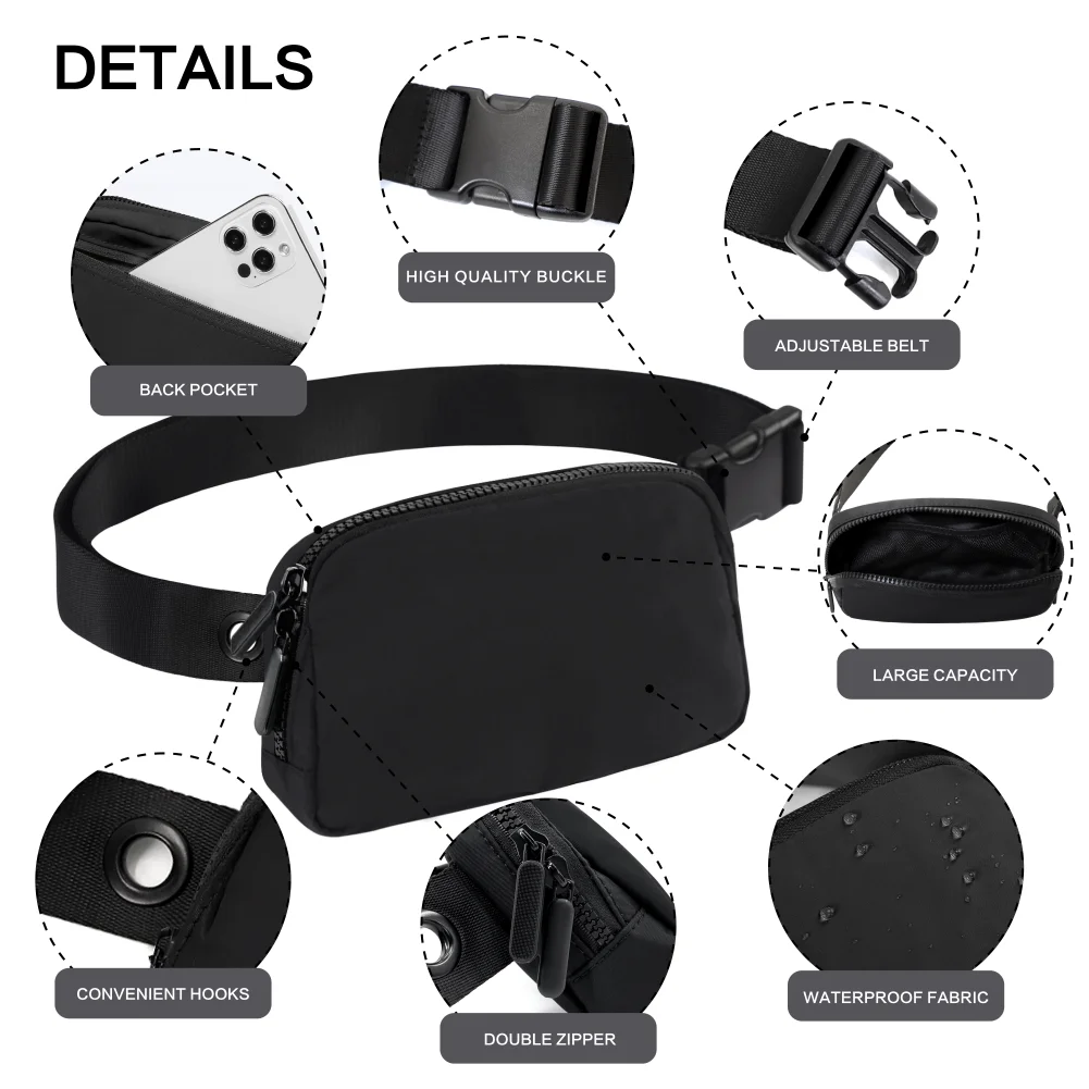 customized wholesale price waist pouch smart phone fanny pack crossbody sport mini belt bag with adjustable long strap