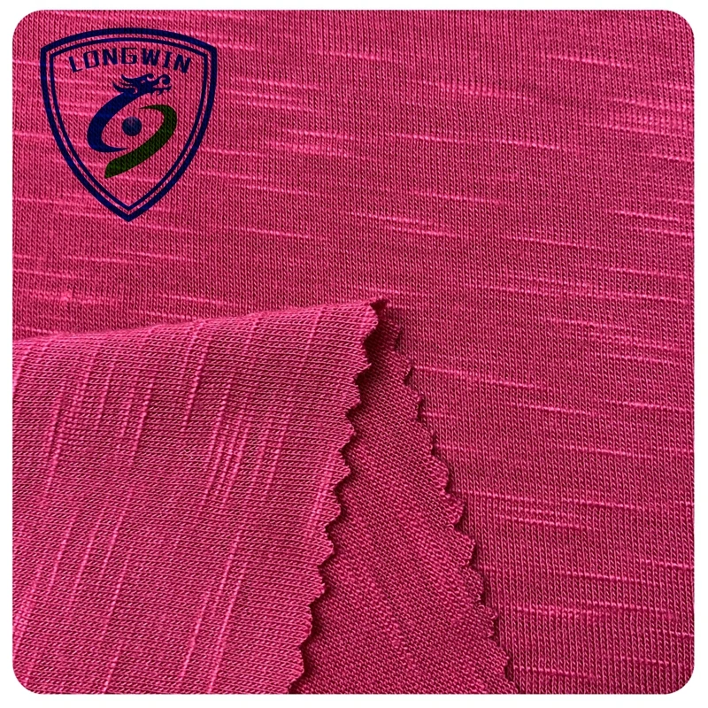 
solid dyed lady fashion top shirts textiles 100% polyester knitted slub jersey fabrics 