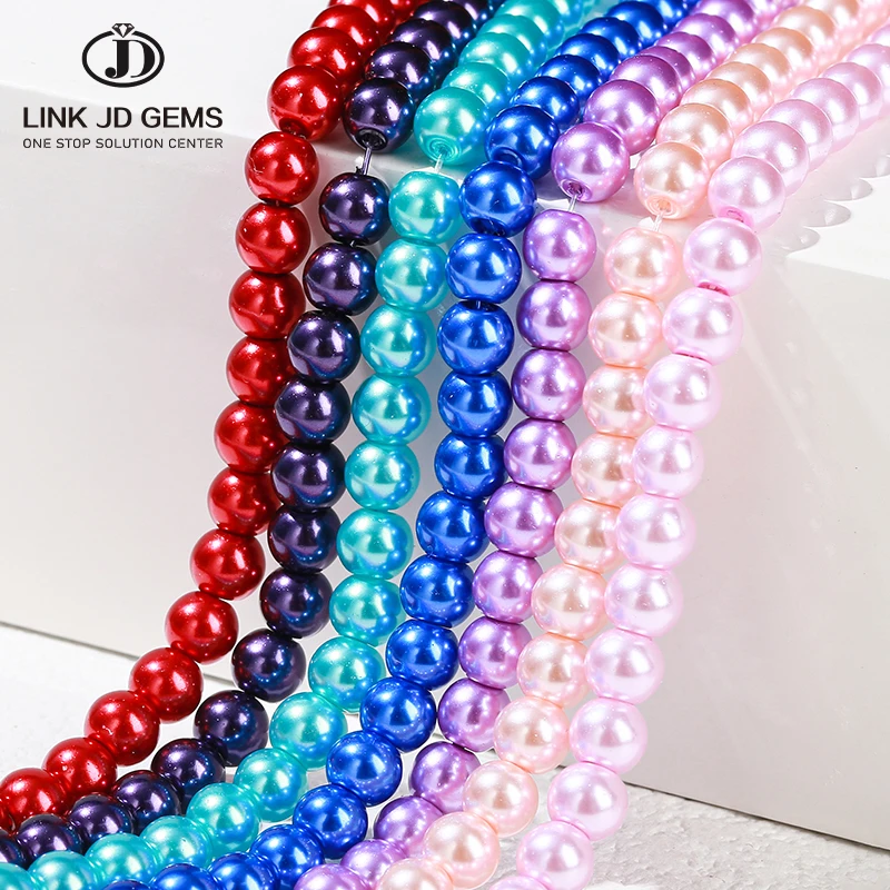 JD GEM 3mm 4mm 6mm 8mm 10mm Flamboyant Loose Shell Pearl Beads for Necklace Jewelry Making Wholesale Strands of Pearls