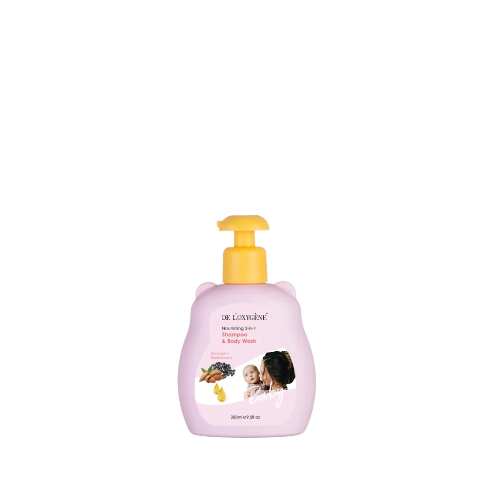 Natural Organic Baby Bath Gel 2 in 1 Nourishing Skin Care Herbal Shampoo Shower Gel in Pink Pump Bottle