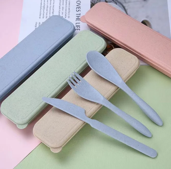 Eco Friendly Travel Utensil Set Wheat Straw Cutlery