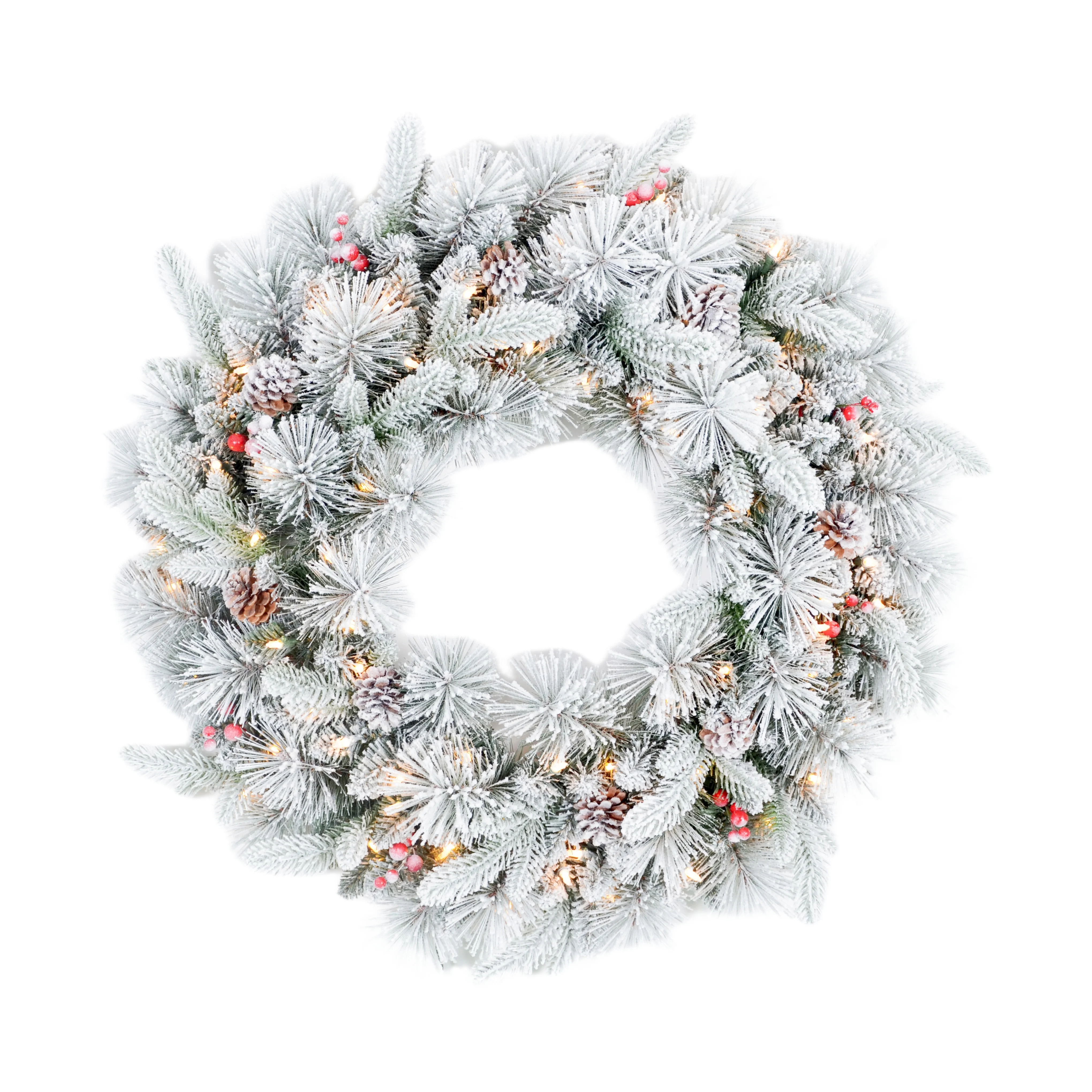 Fully Decorated Flocked Snowy venta al por mayor coronas de navidad Christmas Wreaths For Xmas