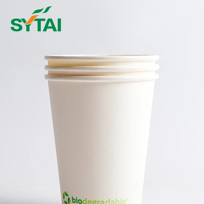 2.5oz-22oz single wall paper coffee cup disposable compostable cup insulated cups with straw customized painting