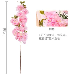 Cherry Blossom Branch Wedding Cherry Tree Peach Tree Flower Fake Flower Wish Simulation Rattan Indoor Wall Decoration Rattan