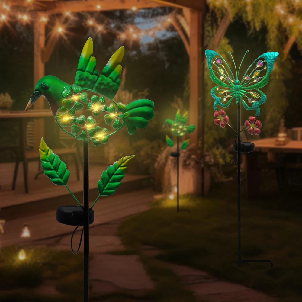 Waterproof Metal Crafts Outdoor Decor Solar Lights Welcome Sign Garden Metal Lamp Decoration LED Solar Yard Stake