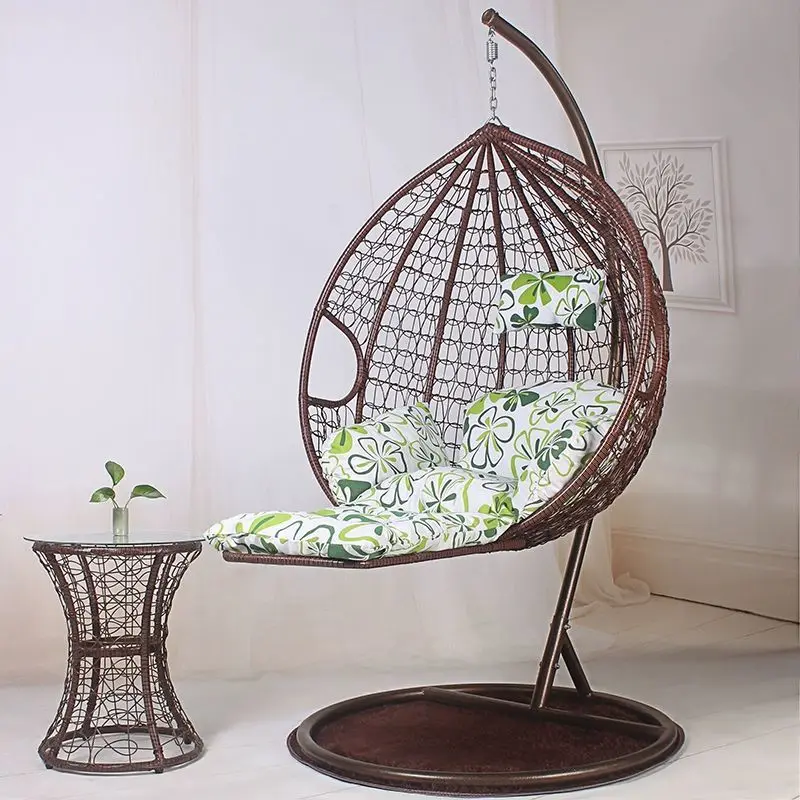 Patio Swing With Stand Outdoor Furniture Set Kids Adults Garden Relax Hammock Double Wicker Rattan Hanging Egg Swing Chair