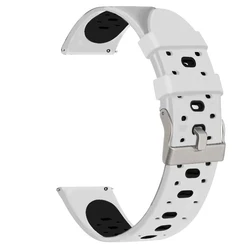 Double color 20mm   watch band with silver buckle for garmin Forerunner 245/Samsung galaxy Active2 Silicone Watch Strap