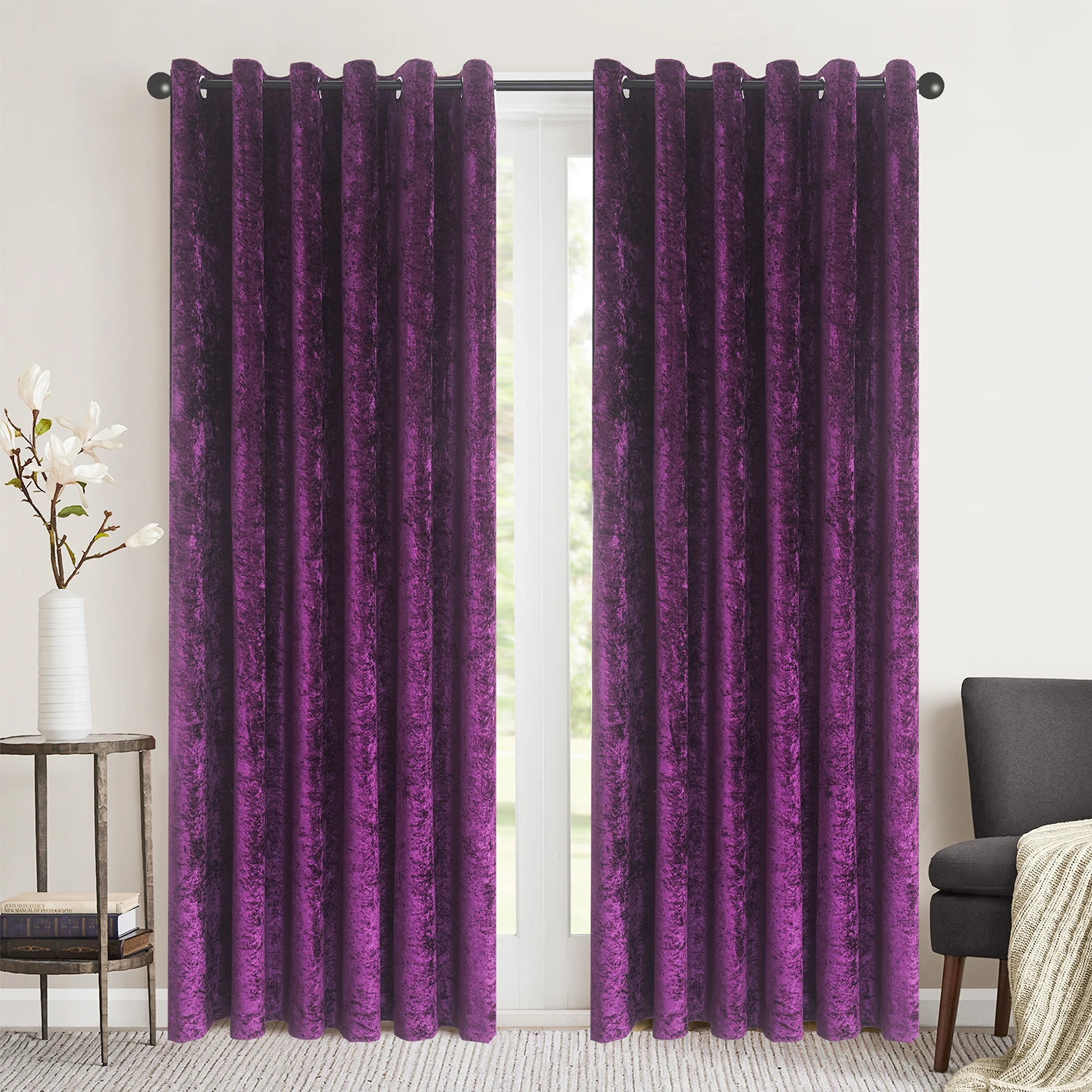 European blackout  grey velvet  curtain crushed velvet curtains velvet luxury