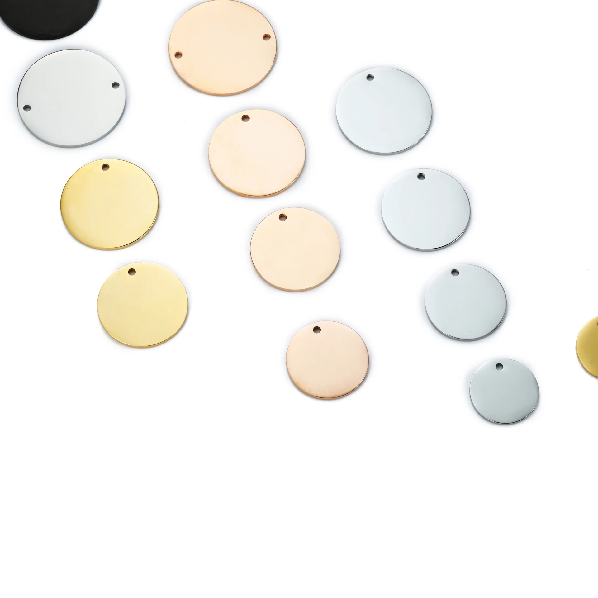 Stainless Steel Mirror Polished 6-30mm Disc Round Tags Pendants for Making Necklace Jewelry